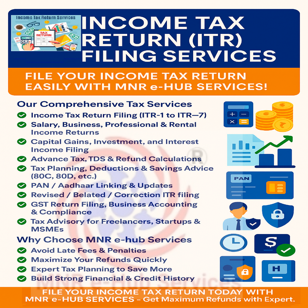Income Tax Return ITR Filing, GST Registration/Filing Services